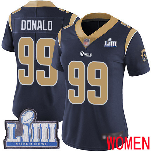 Los Angeles Rams Limited Navy Blue Women Aaron Donald Home Jersey NFL Football 99 Super Bowl LIII Bound Vapor Untouchable
